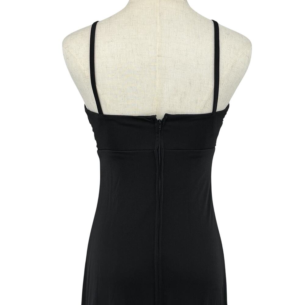 Vintage 70s Black Maxi Dress Ruched Empire Waist Size 7 Disco Goth Whimsigoth - Picture 5 of 9